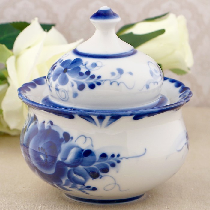 Горшочек для мёда «Бутон», гжель, кобальт