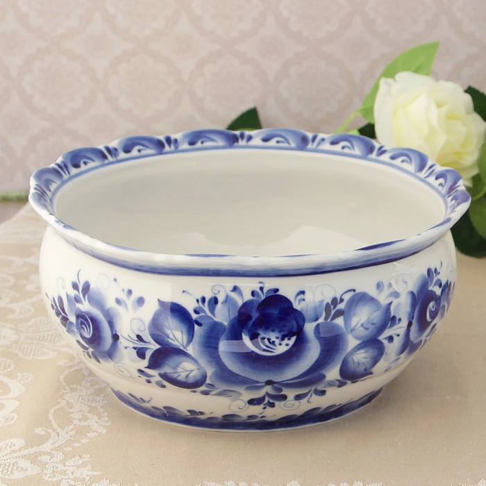 Салатник «Круглый», 23,5х23,5х11 см, гжель