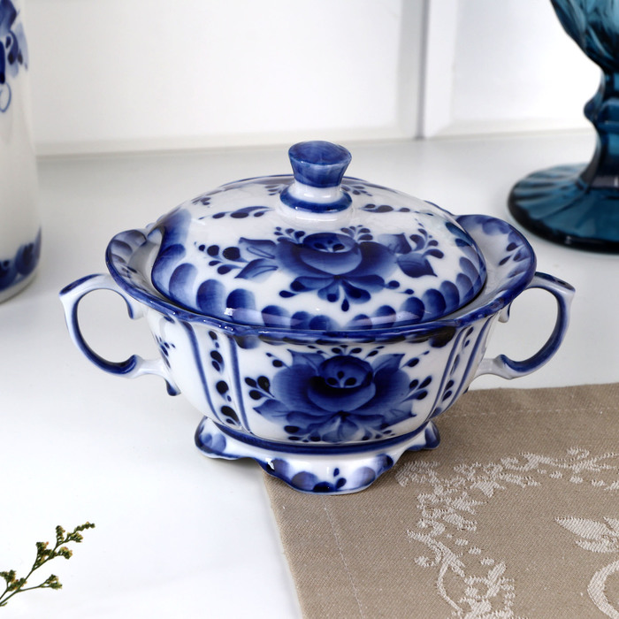 Сахарница Иринка 16х13х10 см гжель 1748₽