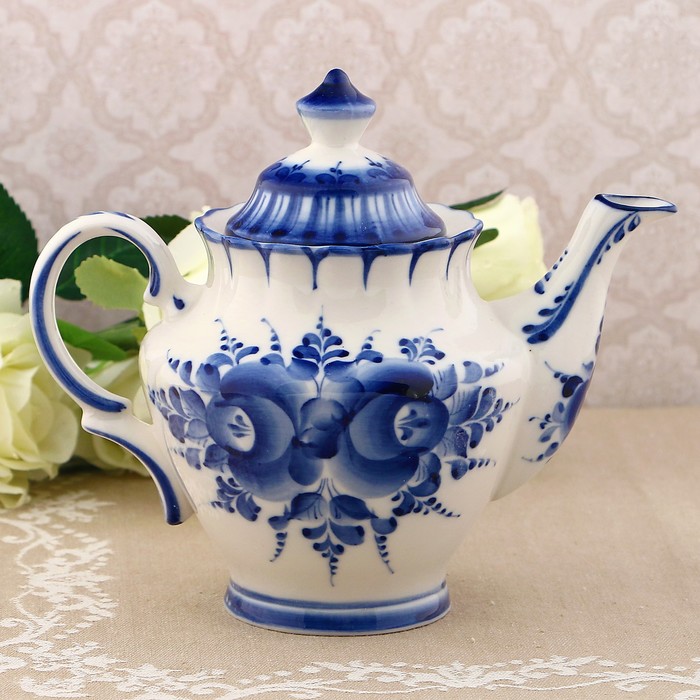 Чайник «Лето», 19,5х11,5х17,5 см, гжель