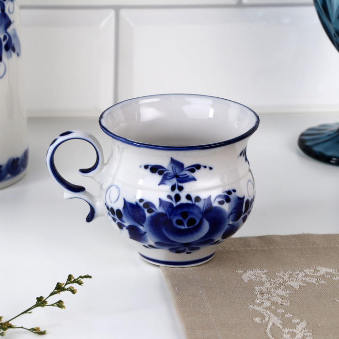 Чашка «Бутон», 10х8х8 см, гжель