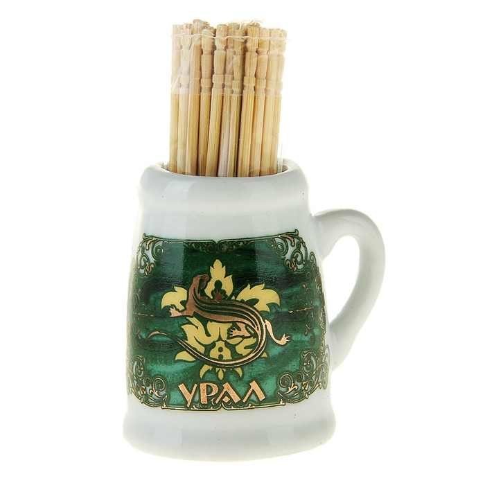 Магнит-кружка с зубочистками "Урал. Золотая ящерка"