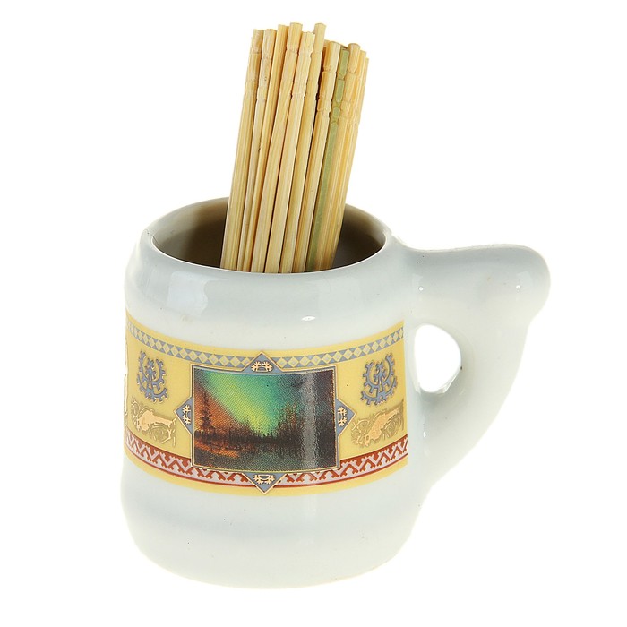 Кружка с зубочистками "ЯМАЛ. Панорама на белом"