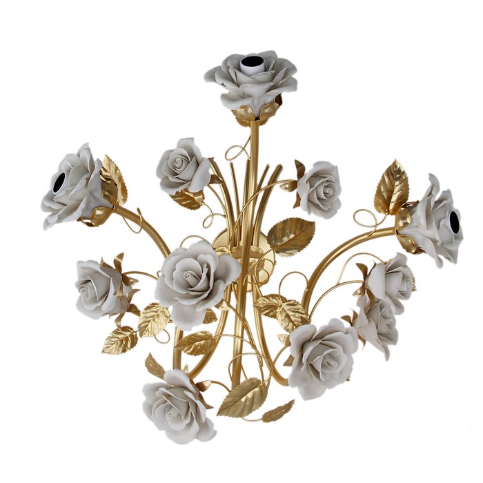 Бра на три лампы "Белые розы", золото