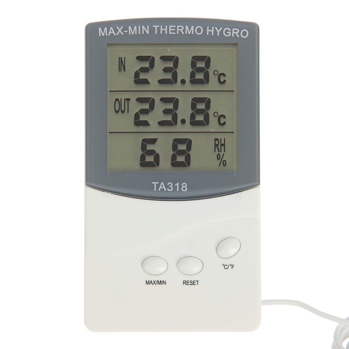 Термометр LuazON LTR-07, электронный, 2 датчика температуры, датчик влажности, белый