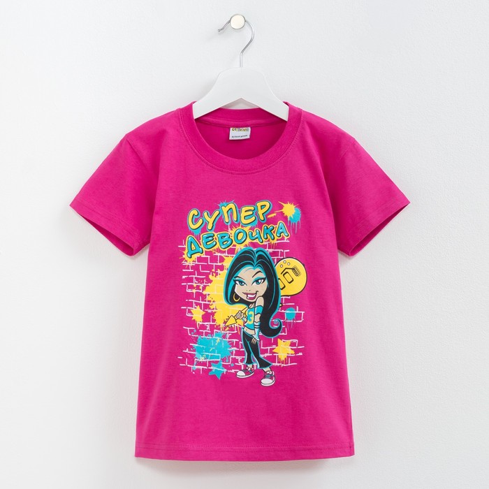 Футболка детская Collorista "Супер девочка", рост 122-128 см (34), 7-8 лет