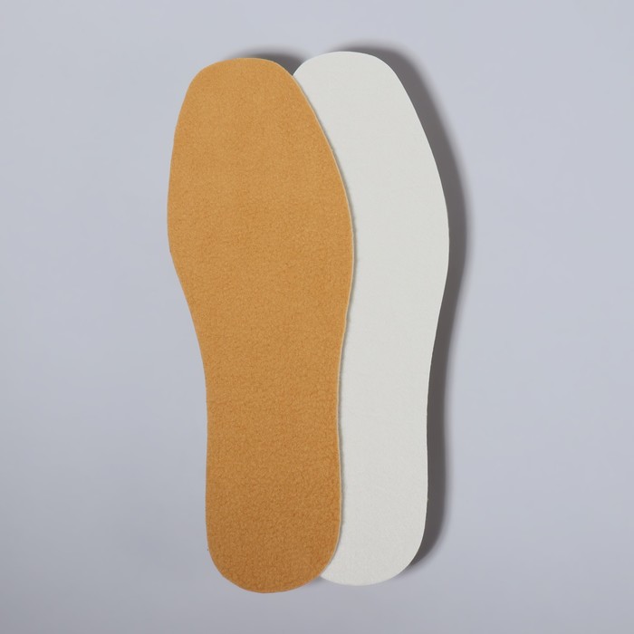 фото Стельки для обуви, утеплённые, универсальные, р-р ru до 39 (р-р пр-ля до 41), 25,5 см, пара, цвет коричневый onlitop
