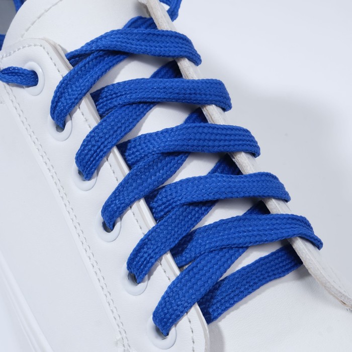 Шнурки для обуви, пара, плоские, 7 мм, 120 см, цвет синий