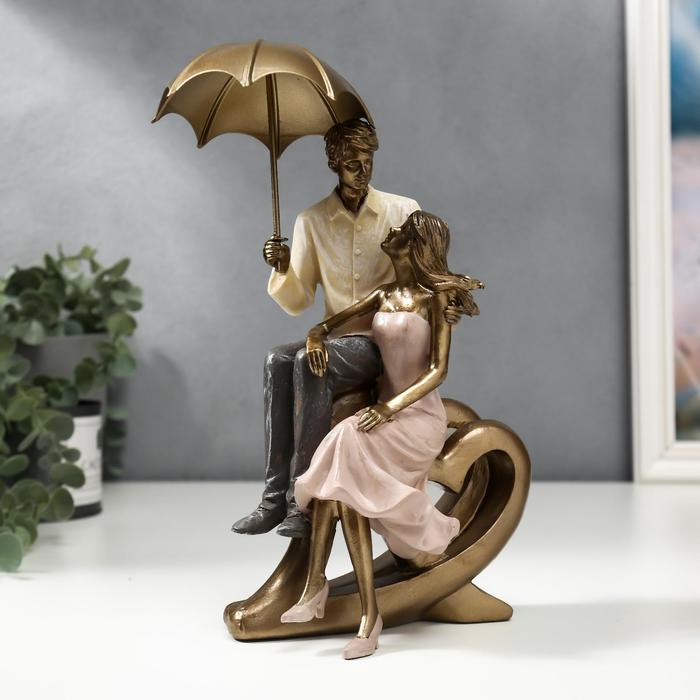 Сувенир полистоун Пара на сердце под зонтом 22,5х11х14,5 см картина по номерам пара под зонтом 40x50 см