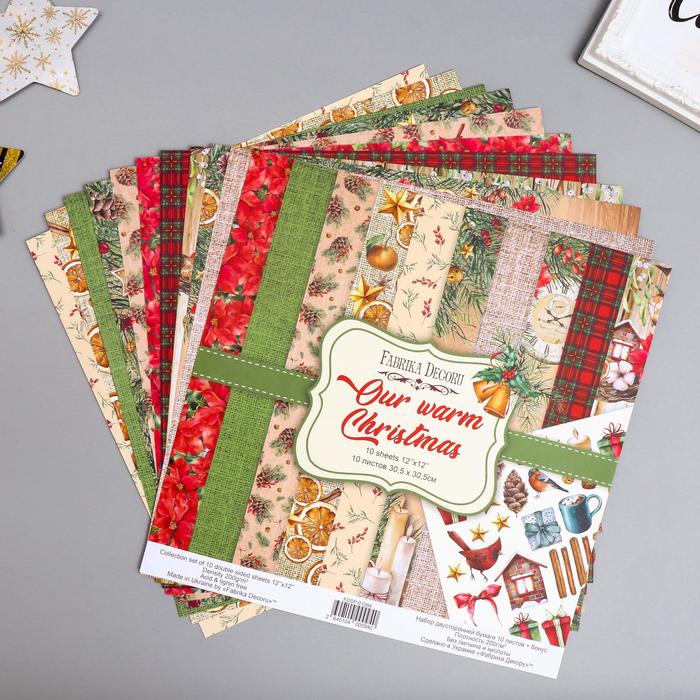 фото Набор бумаги для скрапбукинга "our warm christmas " 10 листов, 30,5х30,5 см fabrika decoru