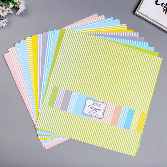 фото Набор бумаги для скрапбукинга "cool stripes " 12 листов, 30,5х30,5 см fabrika decoru