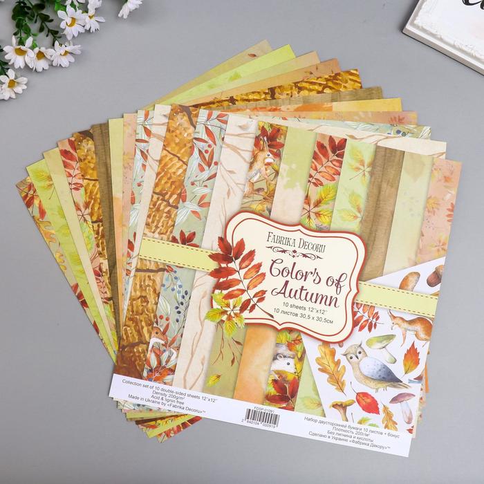 фото Набор бумаги для скрапбукинга "colors of autumn " 10 листов, 30,5х30,5 см fabrika decoru