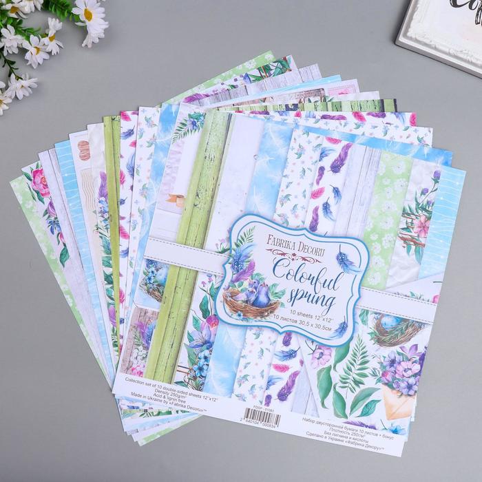 фото Набор бумаги для скрапбукинга "colorful spring " 10 листов, 30,5х30,5 см fabrika decoru