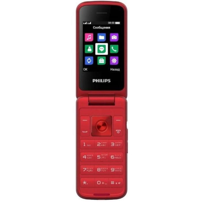 фото Сотовый телефон philips e255 xenium, 2.4", tft, 0.3мп, 2sim, microsd, 1050мач, красный