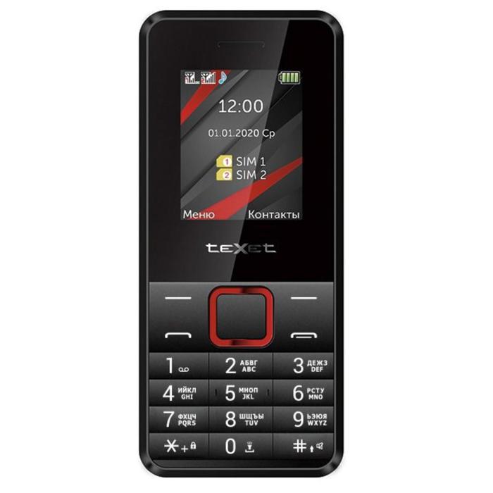 фото Сотовый телефон texet tm-207, 1.77", 2sim, microsd, 2500мач, чёрно-красный