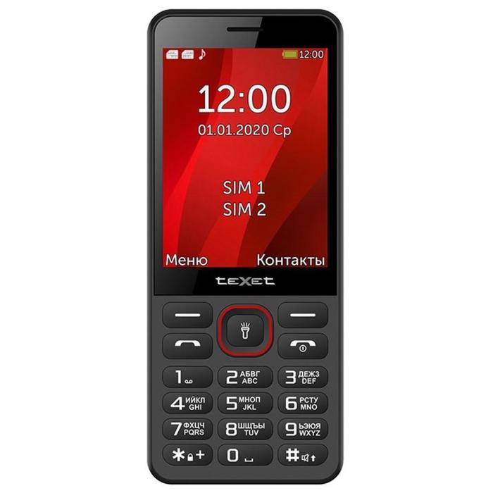 фото Сотовый телефон texet tm-309, 3.2", 2sim, microsd, bluetooth, 1700мач, чёрно-красный