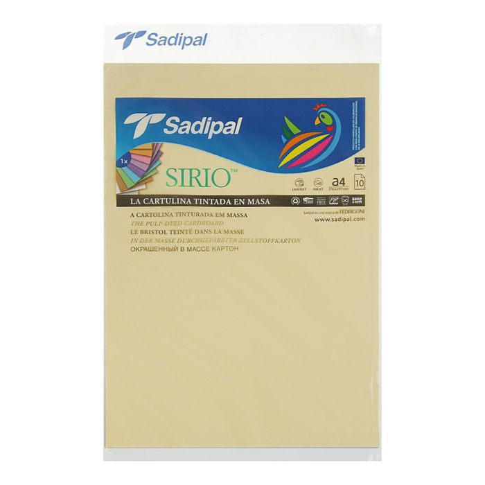 Картон цветной набор 210*297 мм Sadipal Sirio 170 г/м2 10 листов*10 цветов светлые цвета 738