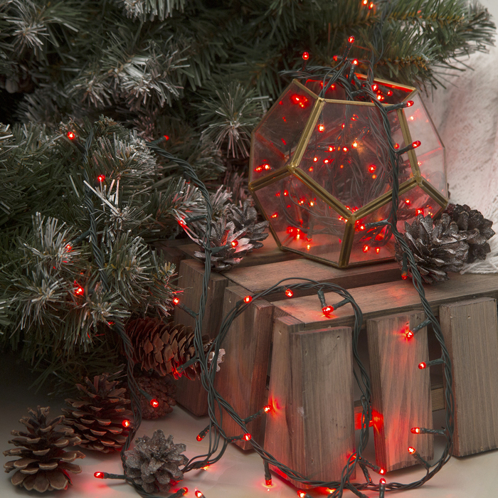 Гирлянда "Метраж" 4.5 м, Н.Т. 100 ламп, 220V, контр. 8 р, КРАСНЫЙ