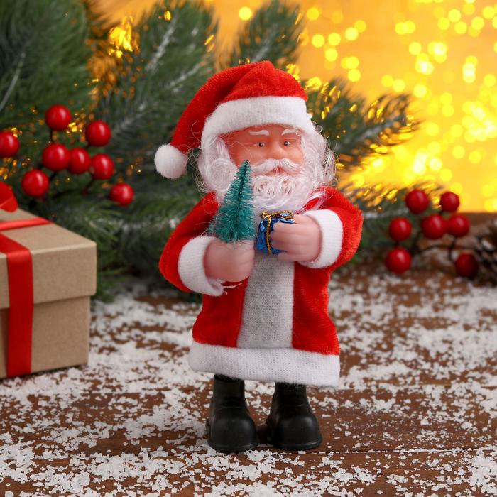 Дед Мороз С ёлкой и подарком 15 см, микс наклейка на стекло дед мороз с ёлкой и звёздочкой 14 5х18 см