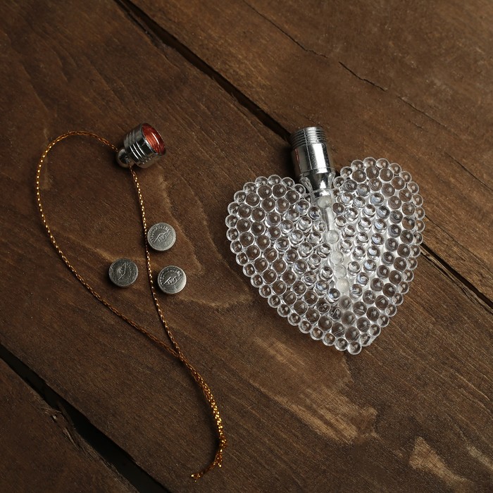 Подвеска световая "Сердечко", 7 см, батарейки в комплекте, МИКС