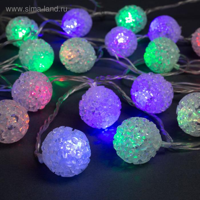 фото Гирлянда «нить» 5 м с насадками «шарики акриловые», ip20, прозрачная нить, 20 led, свечение мульти (rg/rb), мигание, 220 в luazon lighting