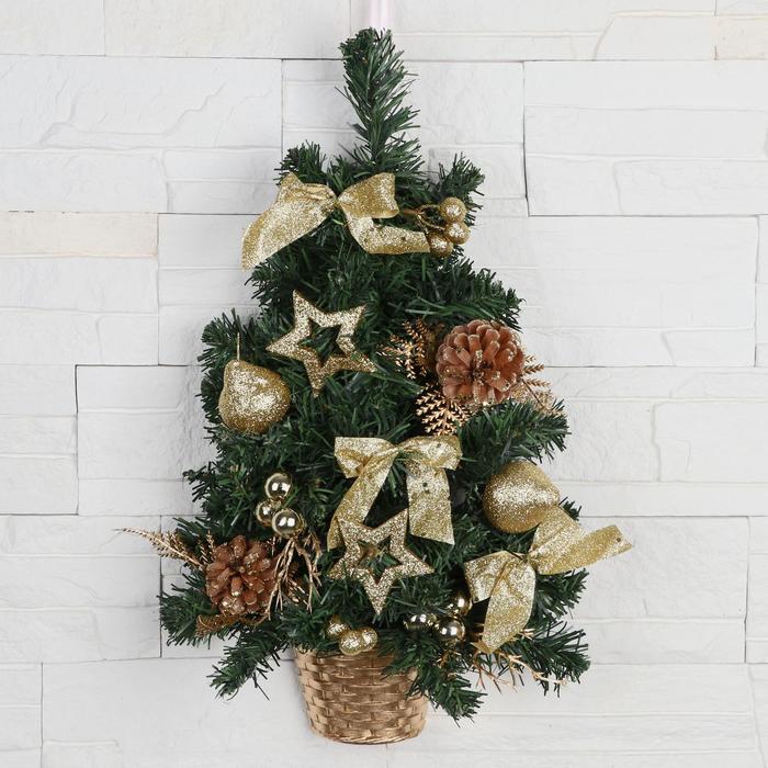елка декор настенная золото 45 см