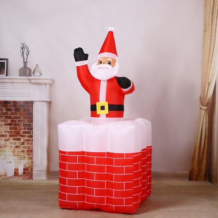 Надувная фигура "Дед Мороз" вылезает из трубы, 150 см