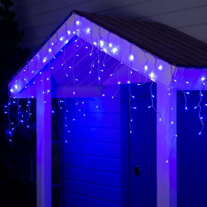 

Гирлянда «Бахрома» 4 × 0.6 м, IP44, прозрачная нить, 180 LED, свечение синее, 8 режимов, 220 В