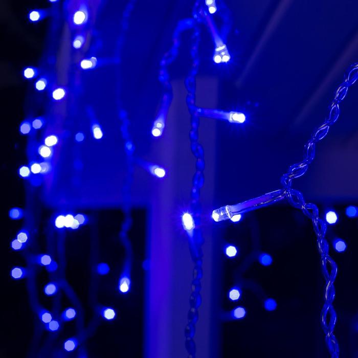Гирлянда "Бахрома" 4 х 0.6 м , IP44, прозрачная нить, 180 LED, свечение синее, 8 режимов, 220 В