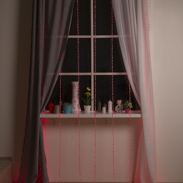 Гирлянда "Дождь" Ш:2 м, В:3 м, Н.Т. LED-800-240V, контр. 8 р, КРАСНЫЙ