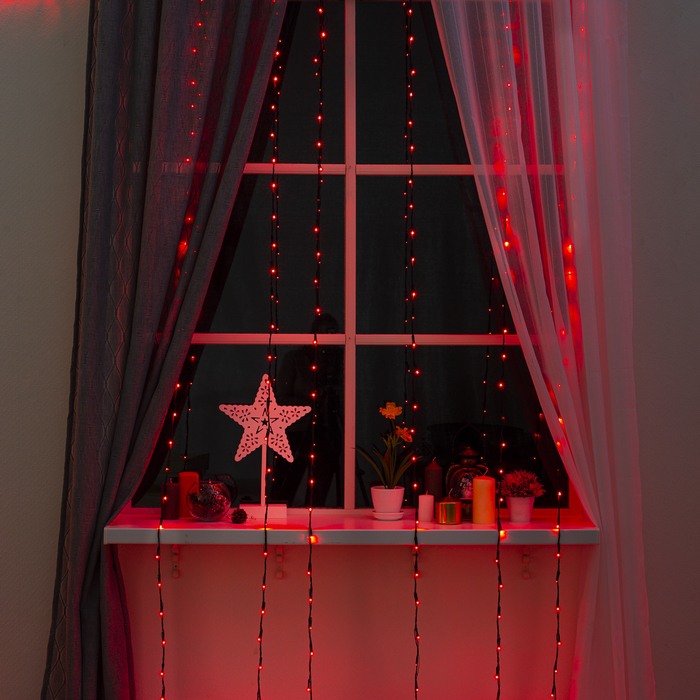 Гирлянда "Дождь" Ш:2 м, В:3 м, Н.Т. LED-800-240V, контр. 8 р, КРАСНЫЙ