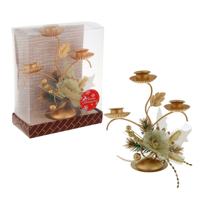 Подсвечник на три свечи "Золотые веточки"