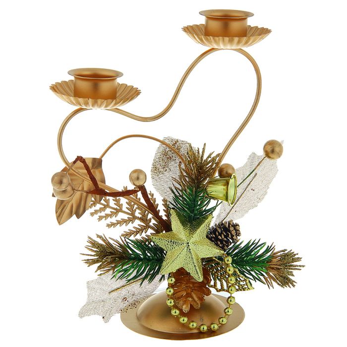 Подсвечник на две свечи "Золотое сердце" звезда