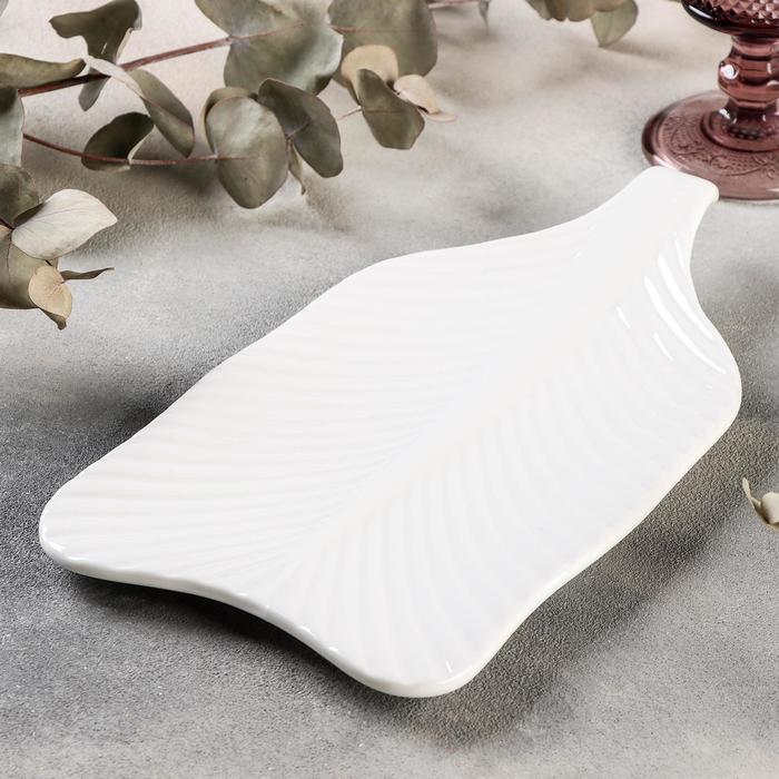 

Блюдо фарфоровое сервировочное Magistro «Бланш. Лист», 30,5×15,8 см, цвет белый