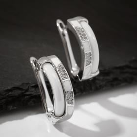 

Серьги керамика "Шахматы", цвет белый в серебре