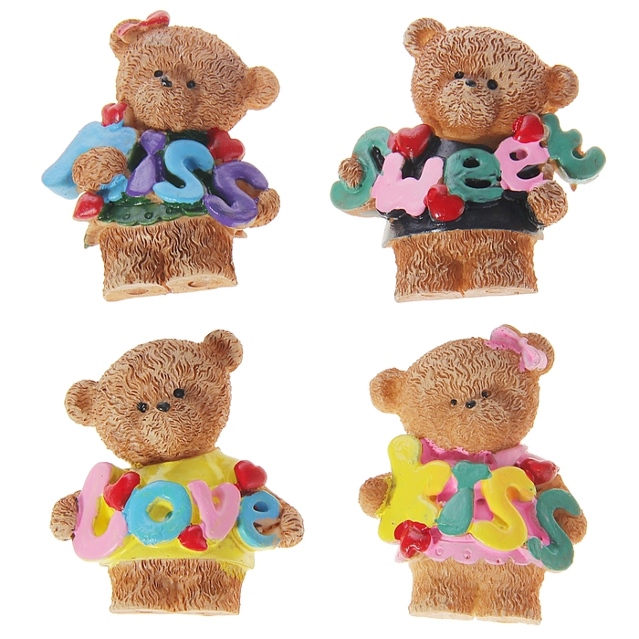 Магнит "Мишка со словом", МИКС