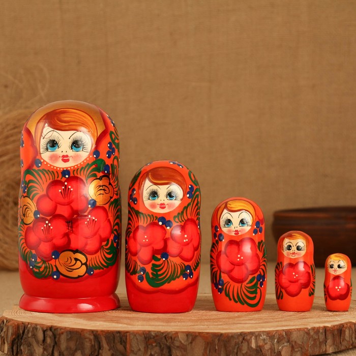 Матрёшка 5-ти кукольная Галя оранжевая , 17-18см, ручная роспись. матрёшка живите богато 5 кукольная ручная работа