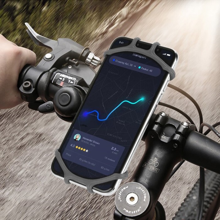 фото Велосипедный держатель для телефона luazon, поворотный, силиконовый, до 6,5", черный luazon home