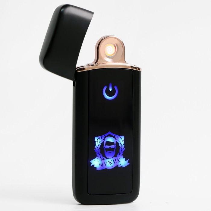Зажигалка электронная Мужик, USB, спираль, 3 х 7.3 см, черная
