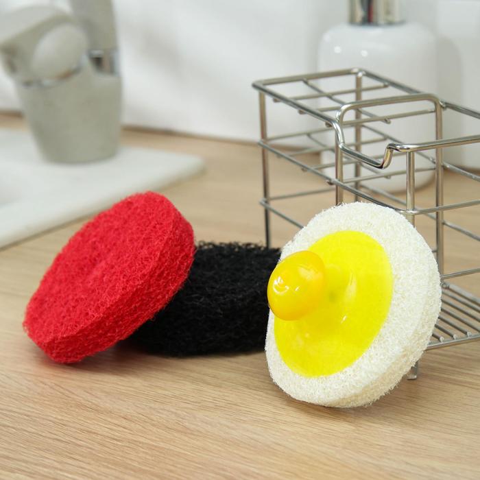 

Губка для посуды абразивная с ручкой, 8×8 см, 2 сменные насадки в комплекте, цвет МИКС