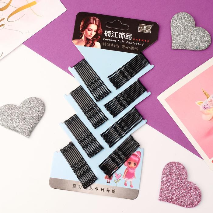 фото Невидимки для волос "биатрис" ребристые (набор 72 шт), чёрный