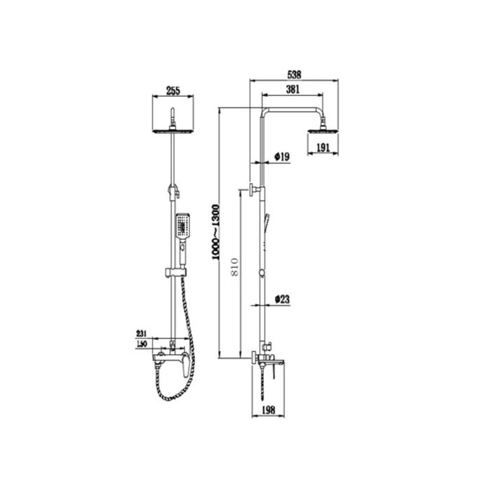 

Душевая система BRAVAT Arden F6351385CP-A1-RUS, со смесителем и тропическим душем, хром