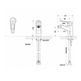 Смеситель для биде BRAVAT Eco-D F393158C, однорычажный, корпус латунь, хром от Сима-ленд