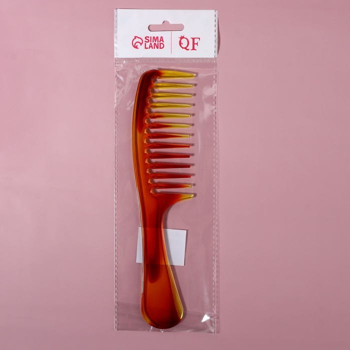 Расчёска-гребень с ручкой, цвет янтарный