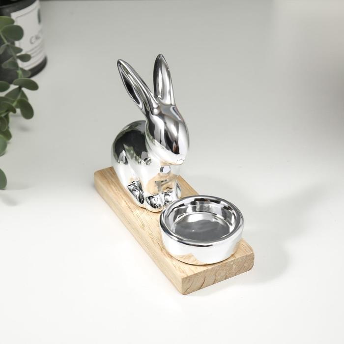 

Сувенир керамика, дерево подсвечник "Кролик" 11,6х5,5х13,8 см