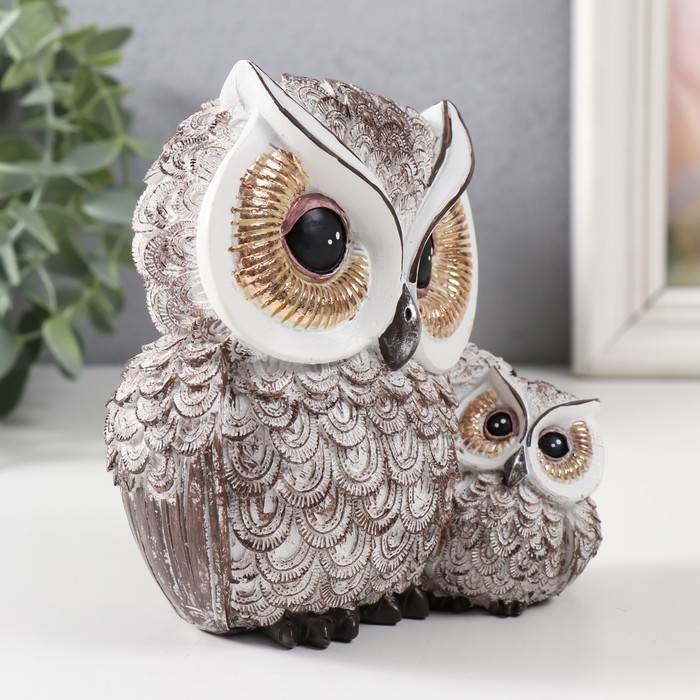 

Сувенир полистоун "Совушка с совёнком, с золотыми глазами" 13,5х11,5х7,5 см