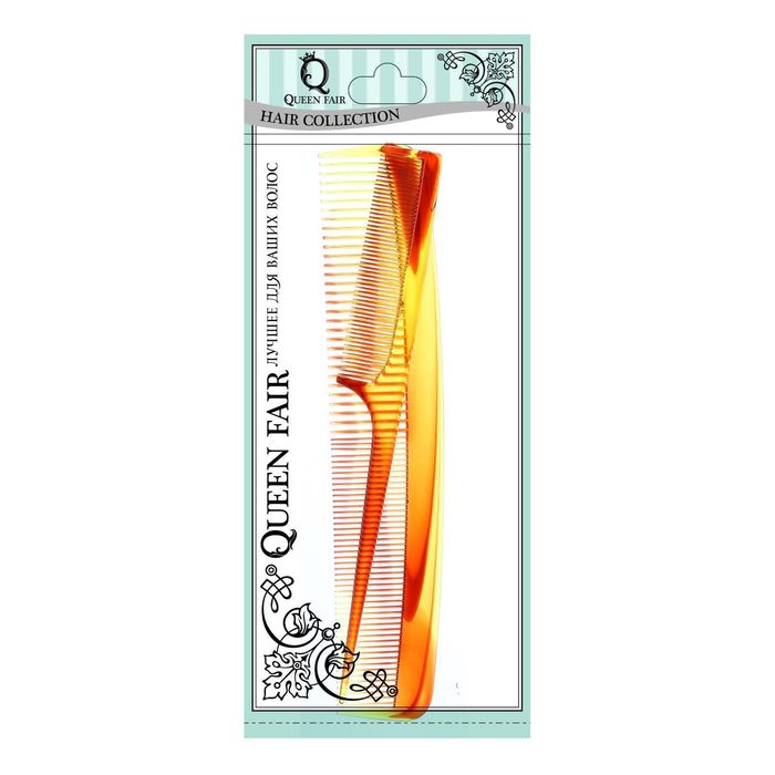 Набор расчёсок, 2 предмета: с ручкой, с хвостиком, цвет янтарный