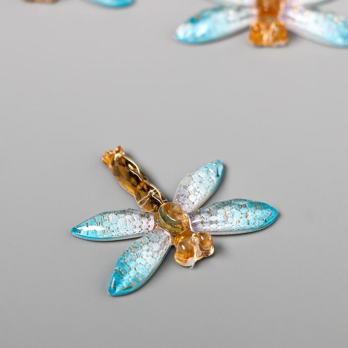 фото Декор для творчества пластик "стрекоза с голубыми крыльями" 2,7х3,2 см арт узор