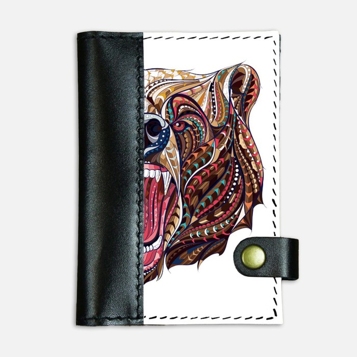 Обложка на автодокументы на кнопке, комбинированная 