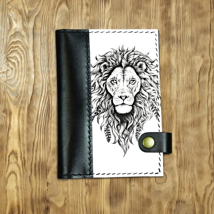 Обложка на автодокументы на кнопке, комбинированная 